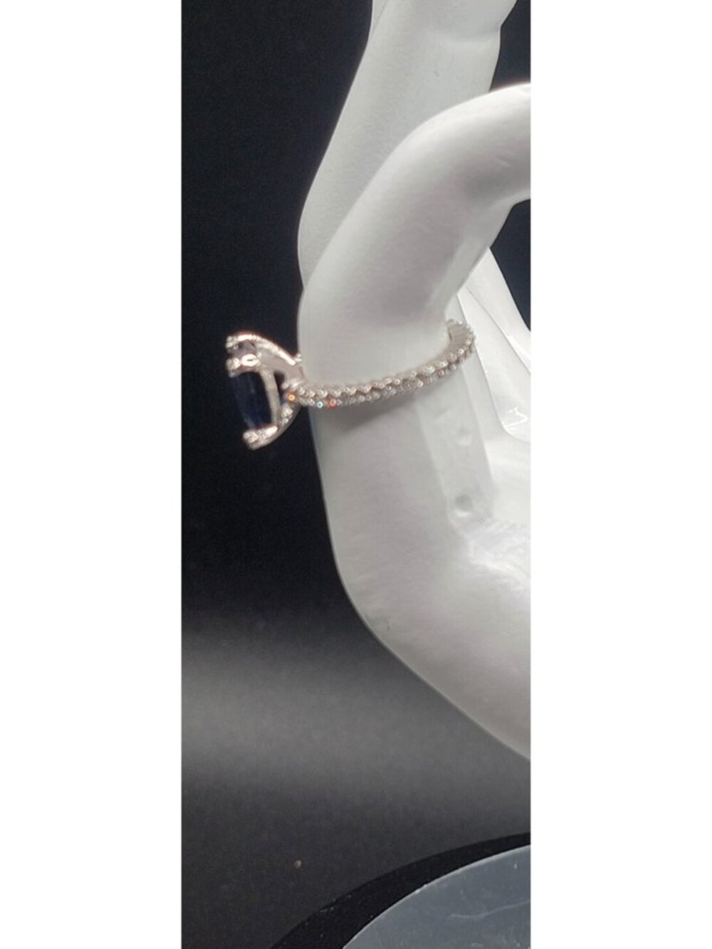 Sterling Silver Sapphire Ring NV Nevada 925 Pave CZ Band Size 6 Cubic Zirconia - Picture 8 of 16
